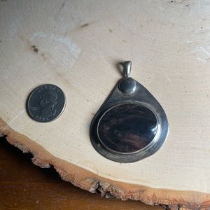 Tigers eye Large silver pendant charm statement piece